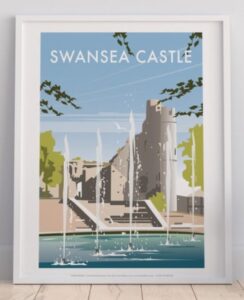 Swansea Castle Art Print by David Thompson, wide view